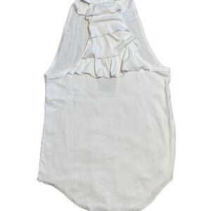 Nwt Chaser Vintage Ribbed Tiered Ruffle Back Mock Neck Tank Top / white
